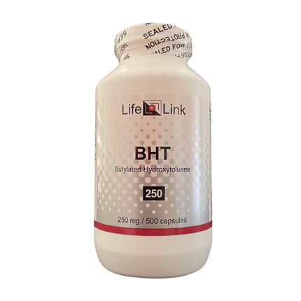 LifeLink BHT (Butylated Hydroxytoluene) | 250 mg x 500 Capsules | Antioxidant, Anti-Aging | Gluten Free & Non-GMO