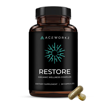 Restore - Organic Sea Moss Ashwagandha Shilajit Supplement - Black Seed Oil Turmeric Burdock Bladderwrack ACV - Thyroid, Gut Health, Immune Support - BioPerine® (60 Capsules)