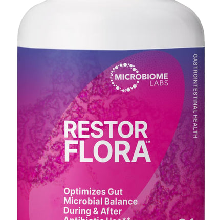 Microbiome Labs RestorFlora - Men's & Women's Probiotics for Digestive Health & Gut Reset - Spore Based Saccharomyces Boulardii Probiotics to Help Restore Microbial Balance (21 Capsules)