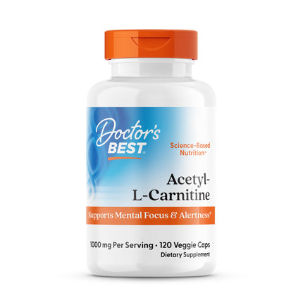Doctors Best Acetyl-L-Carnitine 1000 mg Per Serving - Acetyl L Carnitine Supplement for Men & Women, Supports Brain & Nerve Cell Function, Mental Focus, Helps Generate Cellular Energy - 120 Veg Caps