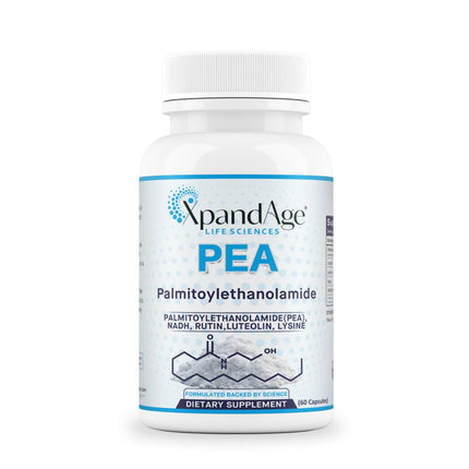 XpandAge Life Sciences Palmitoylethanolamide(micronized Pea) with Luteolin,Nadh,Rutin and Lysine for Immunity,Nervous* System* Support and Overall Wellness.60 Vegetable Capsules, Made in USA.
