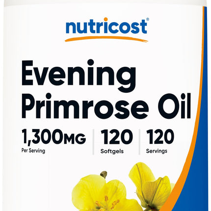 Nutricost Evening Primrose Oil 1,300mg, 120 Softgels - Cold Pressed, Non-GMO, Gluten Free, 120 Servings