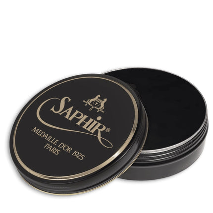 SAPHIR Medaille d’Or Pate De Luxe - Natural Wax Shoe Polish for Leather Shining - 50ml - Black