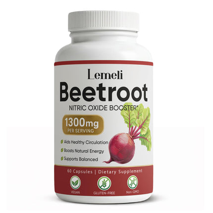 Plutarn Lemeli Beetroot - 1300mg, Lemeli Beet Root Capsules, Boost Vitality, Immune and Digestive, Pure, Non-GMO & Gluten Free, Beet Root Supplement, 60 Capsules (1)