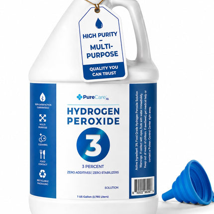 3% Food Grade Hydrogen Peroxide (1 Gallon) - No Added Stabilizers - Made in The USA derived from 35% Food Grade Hydrogen Peroxide