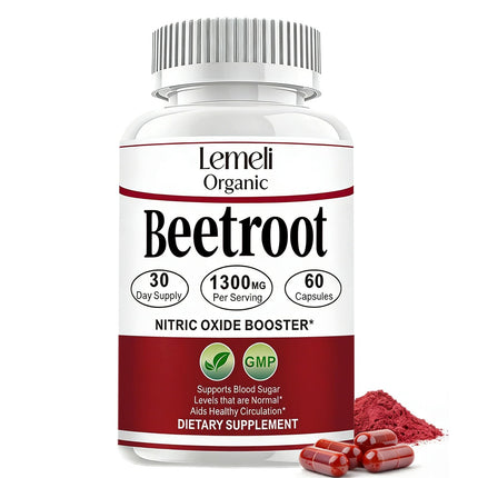 Lemeli Beet Root Capsules 1300mg – Beetroot Capsules Organic Powder Extract Supplement, Energy, Circulation & Stamina – Non GMO, Gluten Free, Plant Based, 60 Capsules (60 Count (Pack of 1))