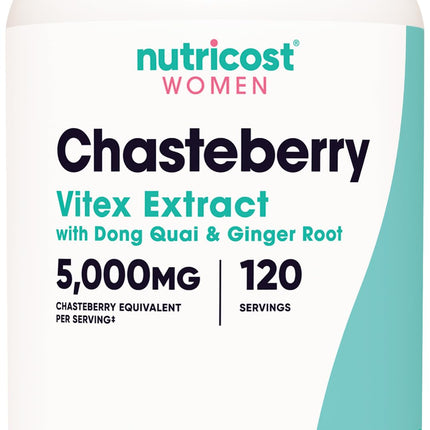 Nutricost Chasteberry Extract Supplement for Women 120 Capsules for 120 Servings - Vitex Extract with Dong Quai & Ginger Root, Vegan