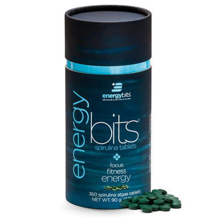 ENERGYBITS Organic Spirulina Tablets (360 Algae Tablets) Natural Superfood for Energy, Fitness & Focus - 5g Protein, 1 Calorie, Sugar Free - Omega 3 - Spirulina Capsules - Gluten Free, Keto & Vegan