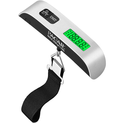 BAGAIL Digital Luggage Scale, 110lbs Hanging Baggage Scale with Backlit LCD Display,Portable Suitcase Weighing Scale,Travel Luggage Weight Scale with Hook,Strong Straps for Travelers(Ash Silver,2pcs)