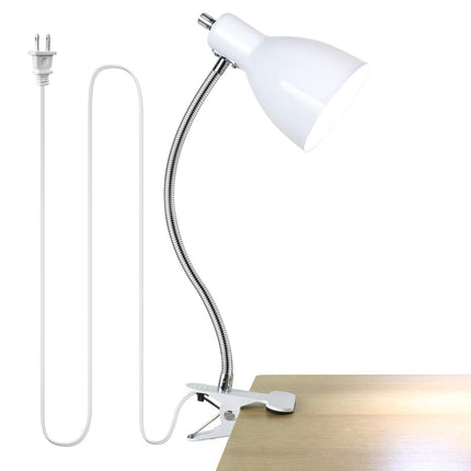 Desk lamp Eye-Caring Table Lamps, 360°Rotation Gooseneck Clip on Lamp Reading Light Portable Reading Book Light Clamp Study Desk Lamps for Bedroom and Office Home Lighting (White)
