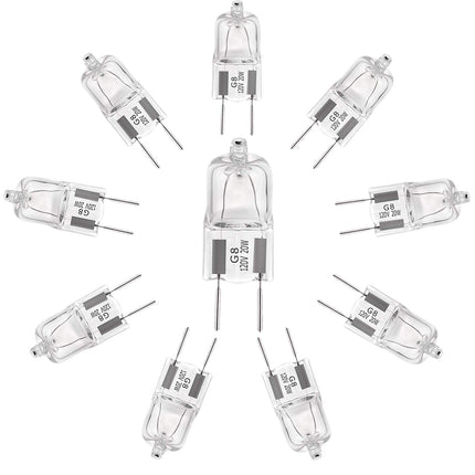 YBEK G8 Halogen Light Bulbs 20W 120V Under Cabinet Lighting Replacements 2Pin 2700K Warm White (Pack of 10)