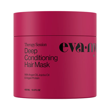 Eva NYC Therapy Session Deep Conditioning Hair Mask with Vegan Protein, Jojoba Oil + Argan Oil - Hydrate, Soften + Repair Hair Strength - Sulfate Free - Warm Vanilla Scent - 13.5 fl oz