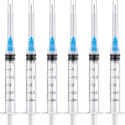 100 Pack 3ml/cc Disposable Luer Lock Lab Syringes with 23Ga 1.5 Inch Needle