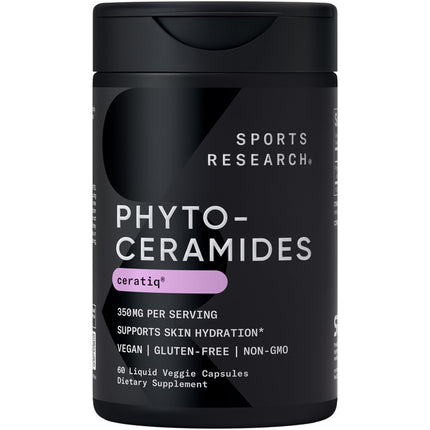 Sports Research Phytoceramides 350 mg per Liquid Veggie Capsule - Plant Derived Ceramides for Healthy Skin and Hydration - Made with Ceratiq® · Non-GMO · Vegan Friendly - 60 Count