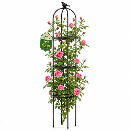 FOLLOOK Garden Obelisk Trellis for Climbing Plants Outdoor, 67", 1 Pack