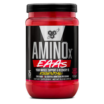 BSN Amino X EAAs, Muscle Recovery & Endurance, 10g Essential Amino Acids, 5g BCAAs, Zero Sugar, Caffeine Free, Strawberry Dragonfruit, 13.2oz, 25 Servings