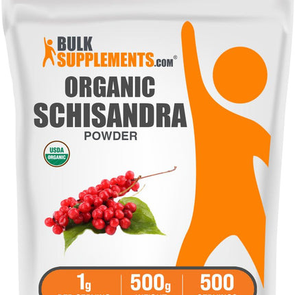 BulkSupplements.com Organic Schisandra Powder - Organic Schisandra Supplement, from Schisandra Berry - Gluten Free - 1g per Serving, 500g (1.1 lbs) (Pack of 1)