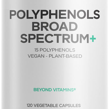 Codeage Polyphenols Broad Spectrum Supplement - Blend of 15 Berries, Fruits, and Botanical Extracts, Decaf Green Tea Leaf, Quercetin, Resveratrol, Pomegranate, Turmeric - Non-GMO - 120 Capsules