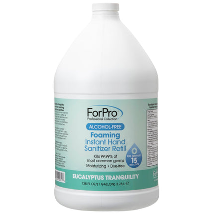 ForPro Alcohol-Free Foaming Instant Hand Sanitizer, 1 Gallon (128 fl oz) Refill – Moisturizing, Dye-Free Formula, Eucalyptus Tranquility Scent