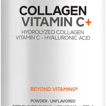 Codeage Collagen Peptides Powder + Vitamin C - 20g Grass-Fed Collagen Per Serving - Digestive Enzymes, Hyaluronic Acid, 18 Amino Acids - Hydrolyzed Collagen Protein - Non-GMO, Unflavored - 9.98 oz