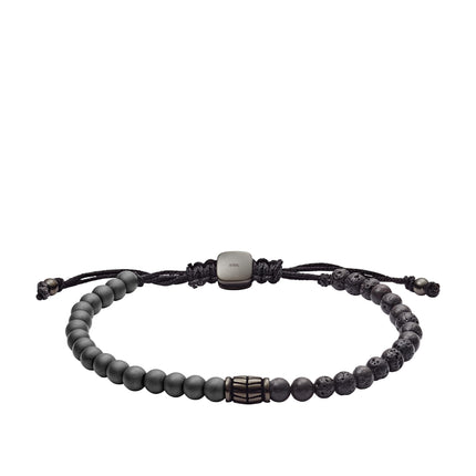 Fossil Men's Beaded Bracelet, Men's Bracelets, Color: Hematite, Lava