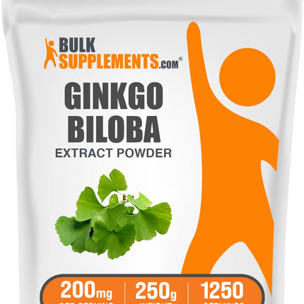 BulkSupplements.com Ginkgo Biloba Extract Powder - from Ginkgo Biloba Leaf, Antioxidant Source, Herbal Supplement - Gluten Free, 200mg per Serving, 250g (8.8 oz) (Pack of 1)