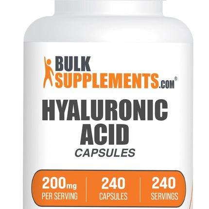 BulkSupplements.com Hyaluronic Acid Capsules - Hyaluronic Acid Supplements, Hyaluronic Acid 200mg - Pure & Gluten Free, 1 Capsule per Serving, 240 Count (Pack of 1)
