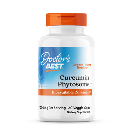 Doctors Best Curcumin Phytosome Supplement for Men & Women - Curcumin Complex Capsules 1000 mg Per Serving, Joint Health Support, Bioavailable Formula, Gluten Free, Soy Free, Vegan - 60 Veg Caps