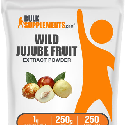 BulkSupplements.com Wild Jujube Extract Powder - Sourced from Jujube Fruit, Herbal Supplement - Gluten Free, 1g per Serving, 250g (8.8 oz) (Pack of 1)
