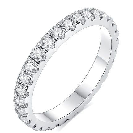 IMOLOVE Moissanite Wedding Band Wedding Rings for Women 925 Sterling Silver Rings with 18K White Gold Plated Eternity Stackable Engagement Ring Anniversary Band Size 6-ET