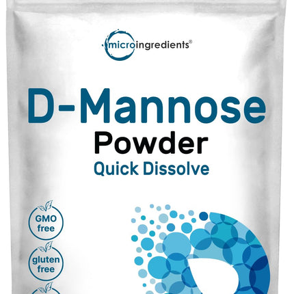 Micro Ingredients D Mannose Powder, Pure Mannose Supplement, Quick Water Soluble, Support Urinary Tract Cleanse & Bladder Health, Premium Mannose for Women and Men, Vegan Friendly.