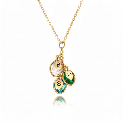 Birthstone Necklace for Women, Grandma Necklace with Birthstones, Initials