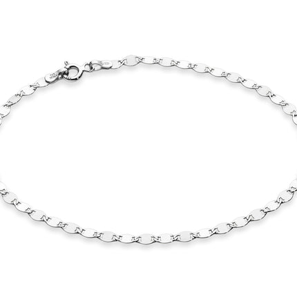 Miabella Italian 925 Sterling Silver or 18K Gold Plated Silver Sparkle Mirror Link Chain Bracelet for Women, Made in Italy (SI, Length 8 Inches)