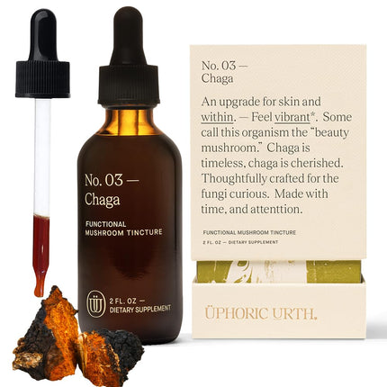 UPHORIC URTH Chaga Mushroom Extract - Double Extracted Fruitbody Mushroom Tincture, Antioxidants, Hair, Skin, Nails Health (60 Servings)