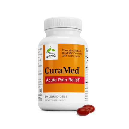 Terry Naturally CuraMed Acute Pain Relief - Supplement with BCM-95 Curcumin & BOS-10 Boswellia - Black Sesame Seed Oil to Support Relief of Occasional Discomfort - 60 Liquid Gels