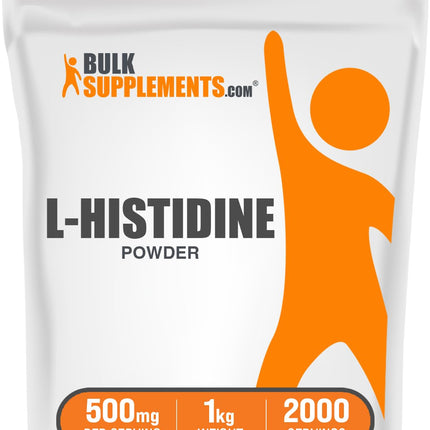 BulkSupplements.com L-Histidine Powder - as L-Histidine Base, Histidine Supplement - Essential Amino Acid & Gluten Free, 500mg per Serving, 1kg (2.2 lbs) (Pack of 1)