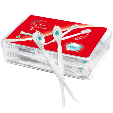 Malisseladi Mini Disposable Toothbrushes with Toothpaste and Toothpick, Tongue Cleaners, Reduce Bad Breath, Tongue Scraper, Prepasted Toothbrush, Pick for Work or Travel (Mint, 20pcs)
