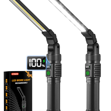 Ruboliy 2Pack Magnetic Rechargeable LED Work Light/Flashlight for Mechanics