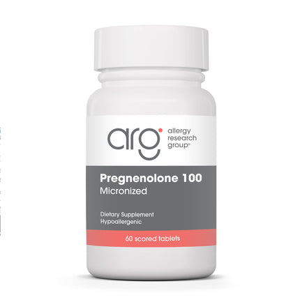 Allergy Research Group ARG Pregnenolone 100 mg - Micronized Hormone Precursor Support - Highly Bioavailable - Hypoallergenic - 60 Servings - 60 Scored Tablets