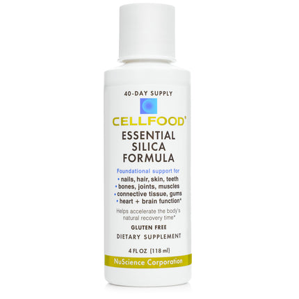 Cellfood Silica Anti-Aging Formula - 4 fl oz - Supports Healthy Bones, Joints, Hair, Skin, Nails, Teeth & Gums - Easy to Absorb Liquid - Gluten & Thiaminase Free, Non-GMO - 40-Day Supply