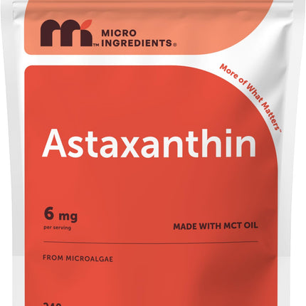 Micro Ingredients Astaxanthin 6mg with MCT Oil, 240 Softgels | Premium Astaxanthin Antioxidant Supplements* | Fresh Microalgae Source | Triple Strength, Non-GMO, Gluten Free, No Soy