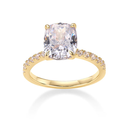 PAVOI 14K Yellow Gold Plated 3CT Cushion Cut Elongated CZ Engagement Ring