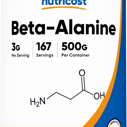 Nutricost Beta Alanine Powder 500 Grams (1.1lbs) - Pure Beta Alanine, Gluten Free & Non-GMO