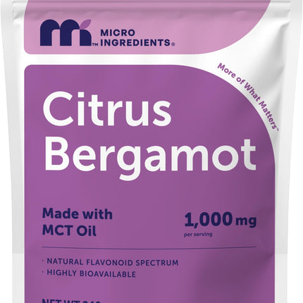 Micro Ingredients Citrus Bergamot Extract 1,000 mg for Men & Women, 240 Softgels | Natural Flavonoids & Polyphenols | Made with MCT Oil | Non‑GMO, Gluten‑Free & Soy‑Free