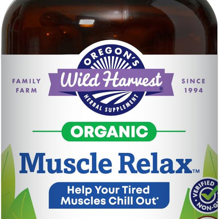 Oregon's Wild Harvest Muscle Relax Organic Herbal Supplement Vegan Capsules with Valerian, Hops and Skullcap - 90 Count