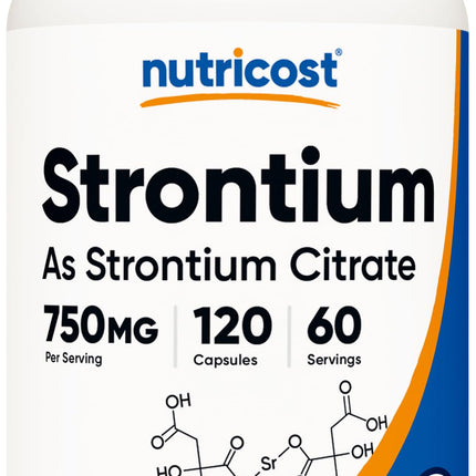 Nutricost Strontium Capsules 750mg, 120 Capsules - Vegetarian, Non-GMO, Gluten Free