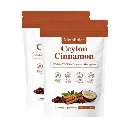 DRECILOR Metabolae Ceylon Cinnamon Capsules with MCT Oil, High Absorption, Non-GMO, Gluten Free, 300 Softgels (2)