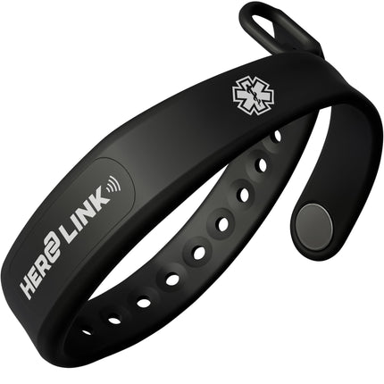 Medical ID Bracelet | Waterproof NFC Silicone Band | Original Black