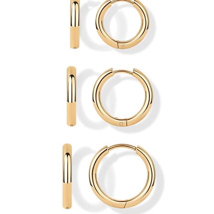 PAVOI Dainty Classic Huggie, Yellow Gold, Size 12mm, 14mm, 16mm