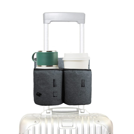 riemot Luggage Travel Cup Tablet Holder - Hold Books Passports Tickets Water Bottles - Fits Roll on Suitcase Handles - Gifts for Flight Attendants Travelers Accessories Grey